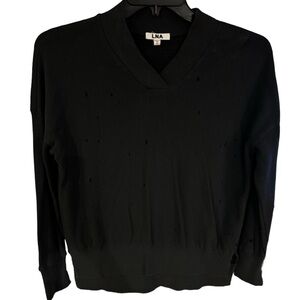 LNA Black Distressed Sweatshirt